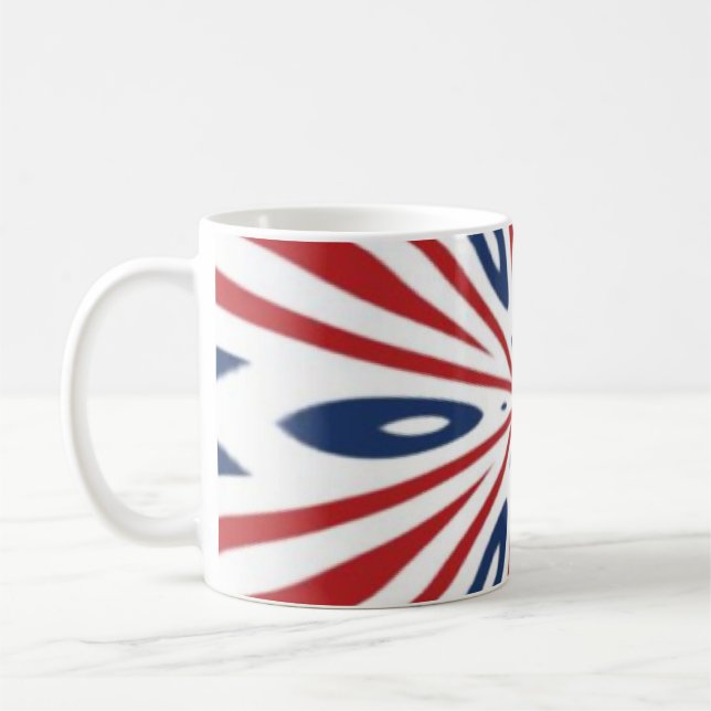 red, white and blue  coffee mug (Left)