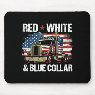 Red white and blue collar patriotic usa flag mouse pad