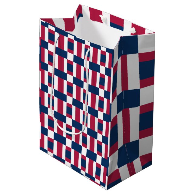 Red White And Blue Colour Block Print Medium Gift Bag (Front Angled)