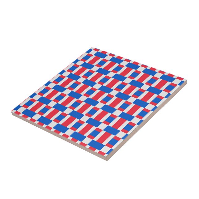 Red White And Blue Colour Blocked Print  Ceramic Tile (Side)