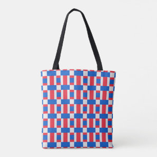 Red White And Blue Colour Blocked Print  Tote Bag