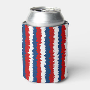 Red, White and Blue Cool Stripes Can Cooler