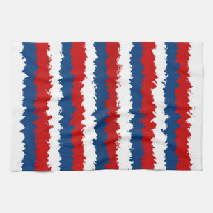 Red, White and Blue Cool Stripes Tea Towel
