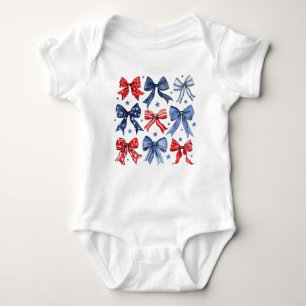 Red White and Blue Coquette Bows Baby Bodysuit