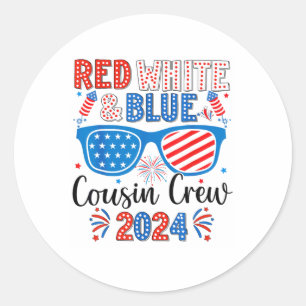 Red White And Blue Cousin Crew 2024 4th Of July Am Classic Round Sticker