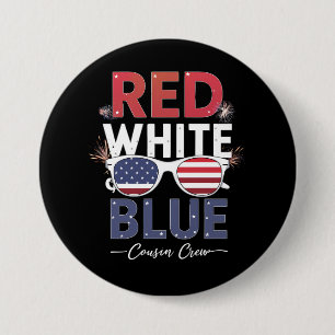 Red White And Blue Cousin Crew 4th Of July 7.5 Cm Round Badge