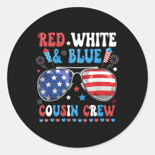 Red White And Blue Cousin Crew 4th Of July Classic Round Sticker