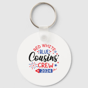 Red White And Blue Cousin Crew 4th Of July Family Key Ring