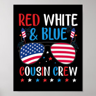 Red White And Blue Cousin Crew Vintage 4th Of July Poster