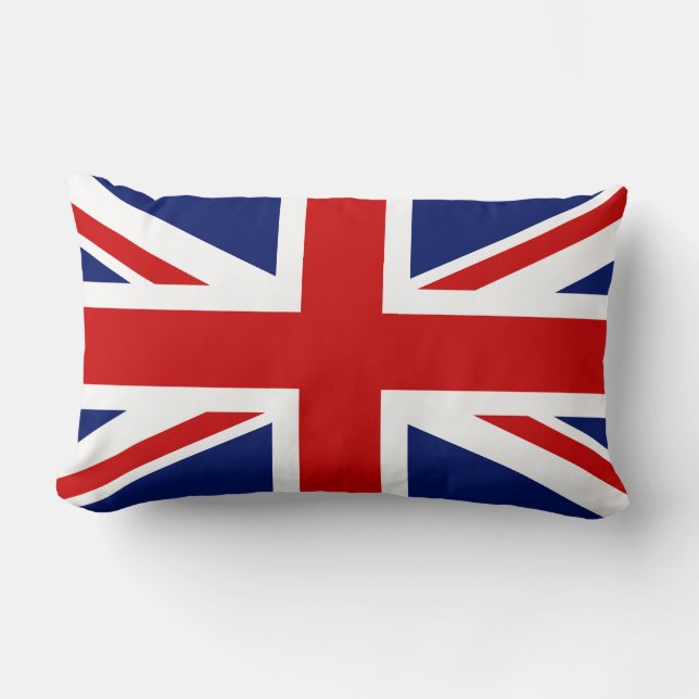 Red White and Blue Cross Flag of United Kingdom Lumbar Cushion (Front)