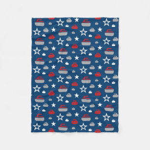 Red, White and Blue Curling Rocks Fleece Blanket