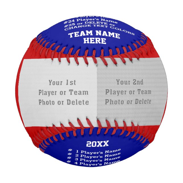 Red White and Blue, Custom Printed Baseballs (Front)