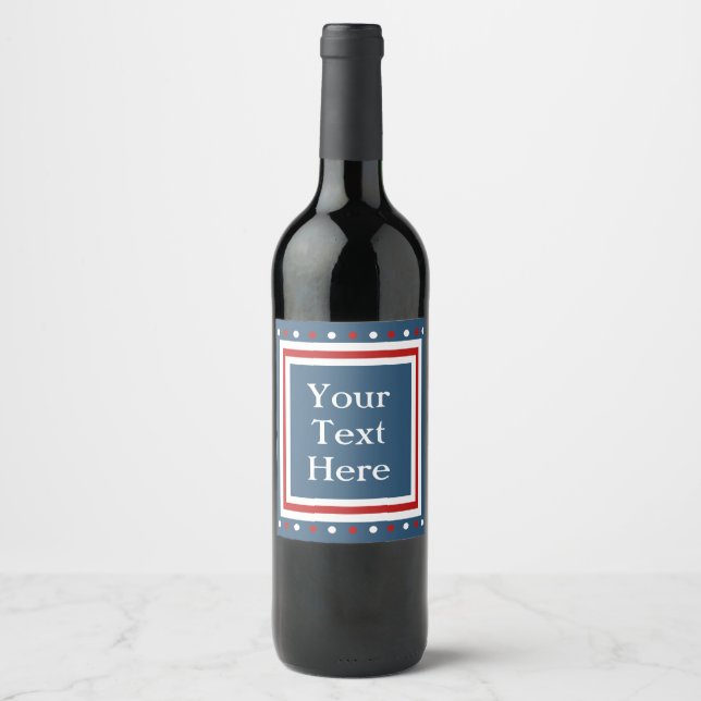Red White and Blue Custom Wine Label (Front)