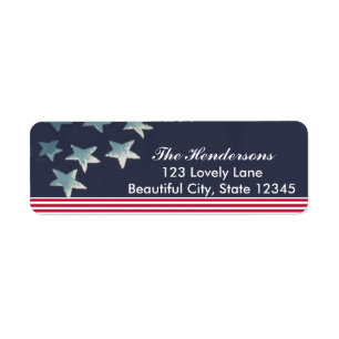 Red White and Blue Customised Return Address Label