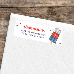 Red White and Blue Cute Return Address Label