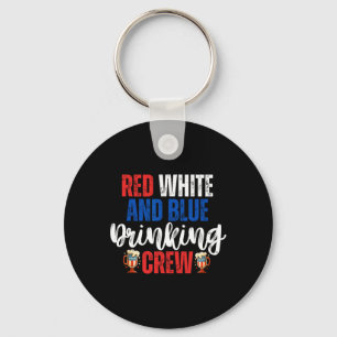Red White And Blue Drinking Crew Party Beer Americ Key Ring