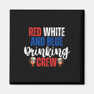 Red White And Blue Drinking Crew Party Beer Americ Magnet