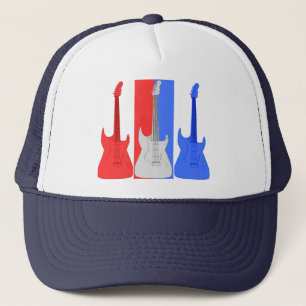 Red White and Blue Electric Guitars Hat