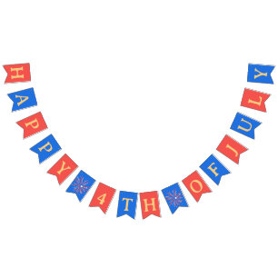 Red, White and Blue Festive 4th of July Fireworks Bunting