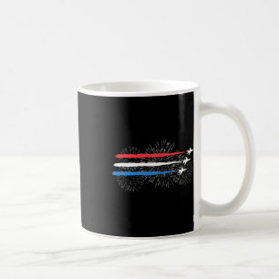 Red White And Blue Fighter Jets With Fireworks 4th Coffee Mug