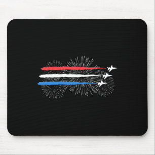 Red White And Blue Fighter Jets With Fireworks 4th Mouse Pad