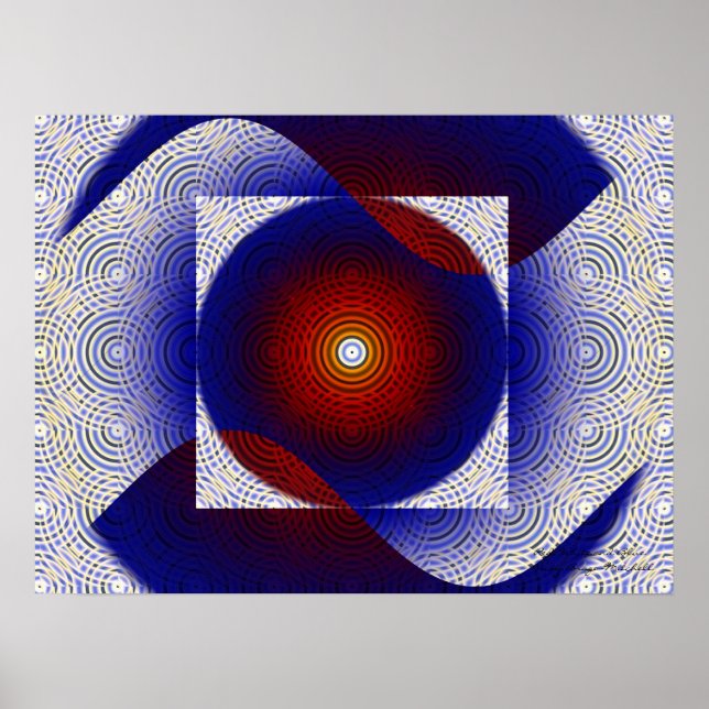 Red, White and Blue Fine Fractal Art Poster (Front)