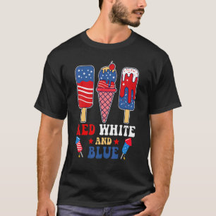Red White And Blue Firework Popsicle Us 4th Of Jul T-Shirt