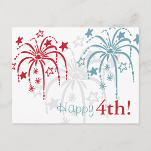 Red White and Blue Fireworks 4th of July Postcards