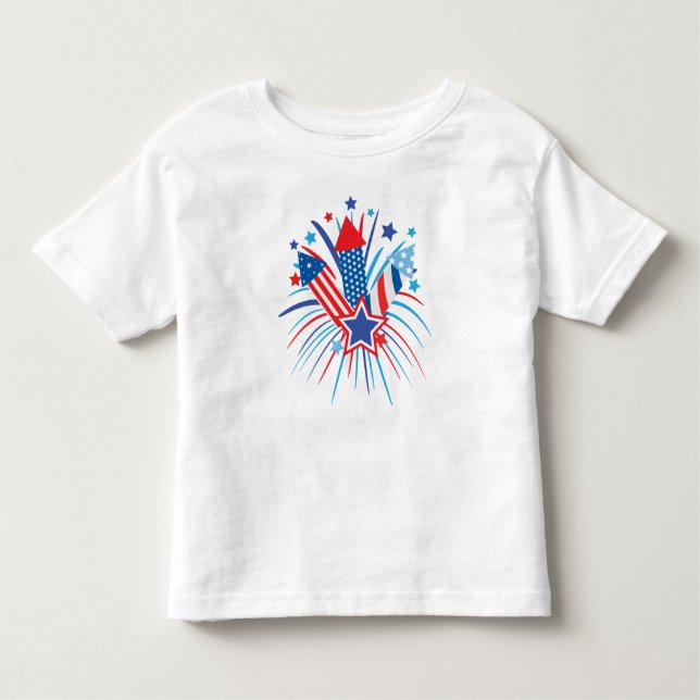 Red, white and blue fireworks, 4th of July Toddler T-Shirt (Front)