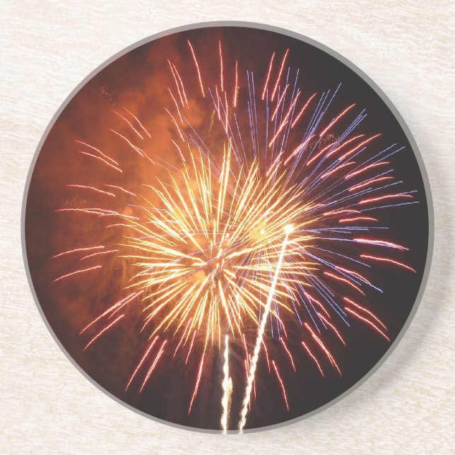Red, White and Blue Fireworks I Patriotic Coaster (Front)