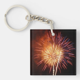 Red, White and Blue Fireworks I Patriotic Key Ring
