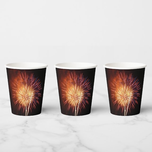 Red, White and Blue Fireworks I Patriotic Paper Cups (Multi)