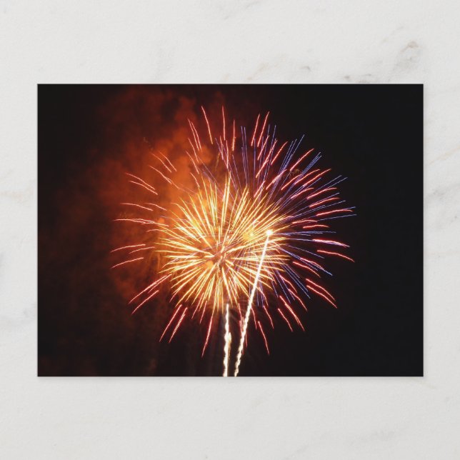 Red, White and Blue Fireworks I Patriotic Postcard (Front)