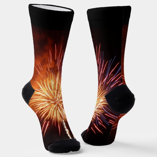 Red, White and Blue Fireworks I Patriotic Socks (Angled)