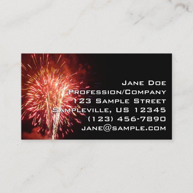 Red, White and Blue Fireworks II Patriotic Business Card (Front)