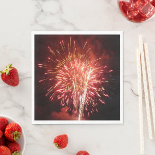 Red, White and Blue Fireworks II Patriotic Napkin