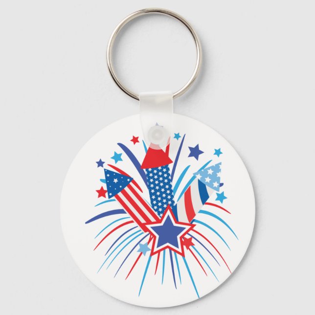 Red, white and blue fireworks key ring (Front)