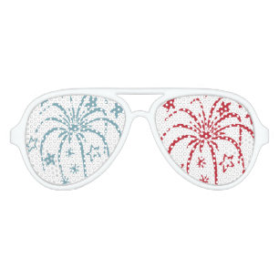 Red White and Blue Fireworks Party Sunglasses