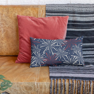 Red White and Blue Fireworks Pattern Lumbar Cushion
