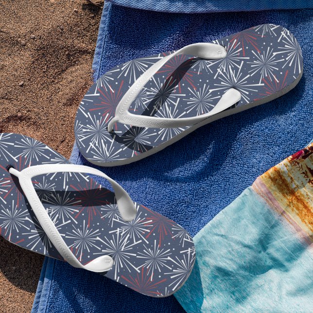Red White and Blue Fireworks Pattern Thongs (Creator Uploaded)