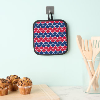 Red, White and Blue Fish Scale Pot Holder