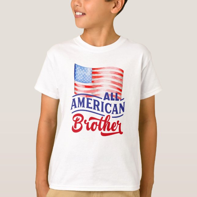 Red white and blue flag All American Brother T-Shirt (Front)