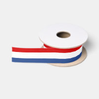 Red white and blue flag colour satin ribbon spool