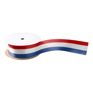 Red white and blue flag colour satin ribbon spool