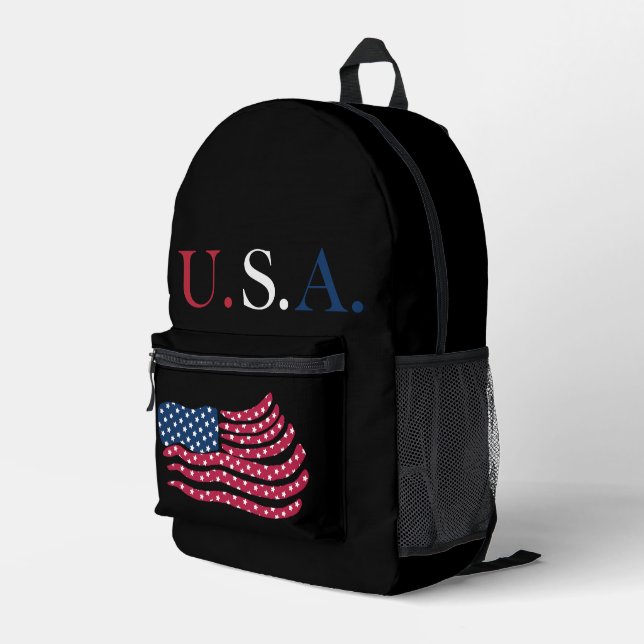 Red White And Blue Flag Design Printed Backpack (Back Corner Right)