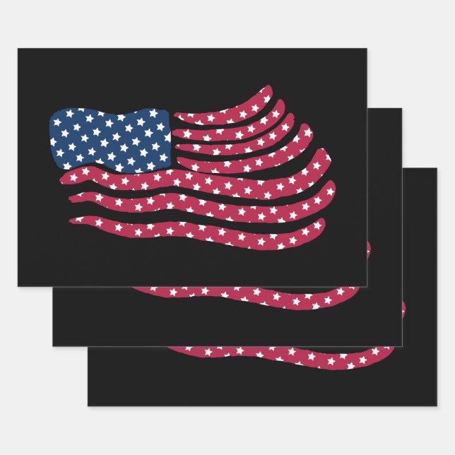 Red White And Blue Flag Design  Wrapping Paper Sheet (Set)