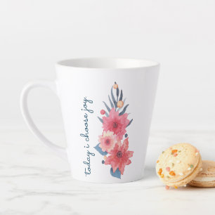 Red, White And Blue Floral Design Latte Mug
