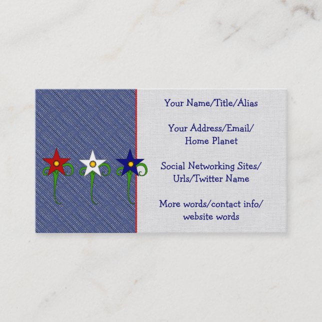 Red, White, and Blue Flowers Business Card (Front)