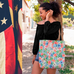 Red White And Blue Flowers Patriotic 4th Of July Tote Bag