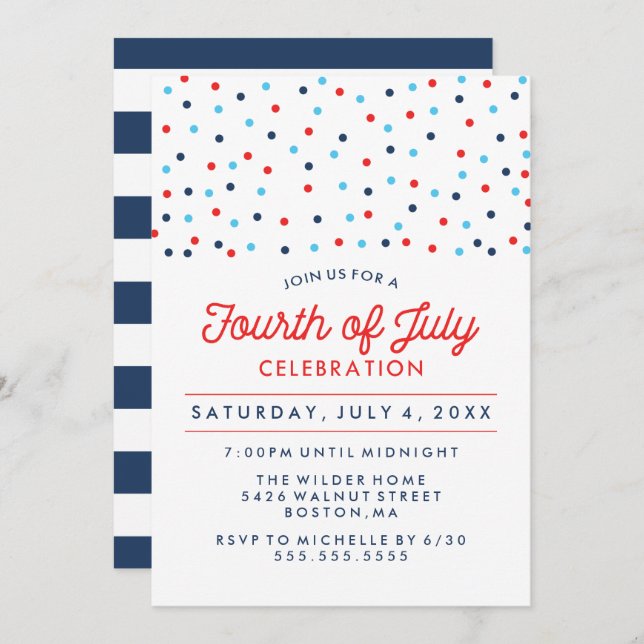 Red White and Blue | Fourth of July Celebration Invitation (Front/Back)